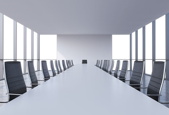 Panoramic Conference Room In Modern Office, Copy Space View From